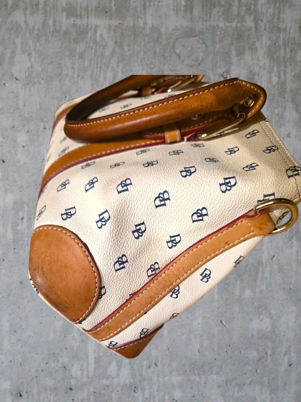 Dooney & Bourke Signature DB Monogram Satchel Tote & Matching Glass Case
